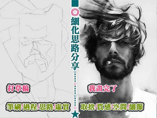 【笔刷细化思路】只有黑白灰の画面深入方法分享 
