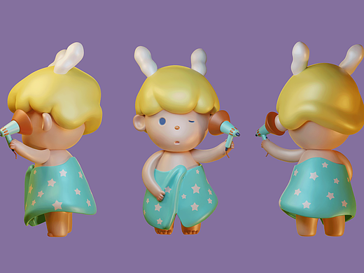 吹头发的小男孩-IP临摹