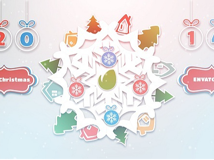 AE模板|卡通圣诞创意剪纸贴纸片头综艺节目动画片头