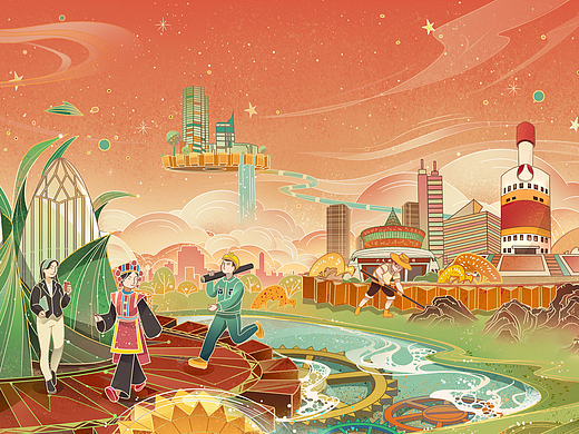 宜宾文旅 | 五一劳动节城市文创包装插画