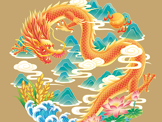 吃稻福-五常大米包装插画 