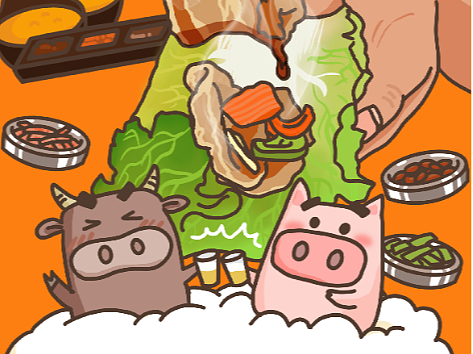 烤肉品牌插画一组