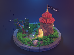 Blender 塔楼卡通场景