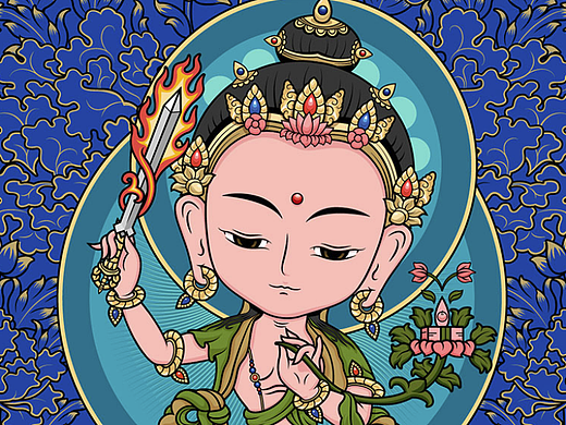 文殊菩萨-矢量插画