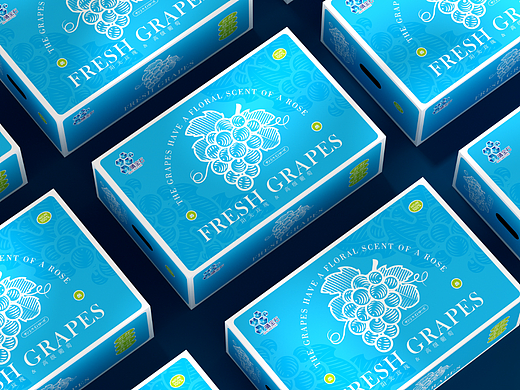 晴王葡萄阳光玫瑰葡萄包装、水果通用包装、简约清新美