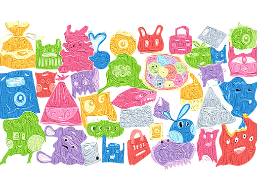 塑料袋小怪兽涂鸦