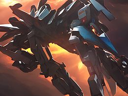 #站酷夢筆#高達(dá)，概念藝術(shù)，俯視，高度細(xì)節(jié)，寒冷照明