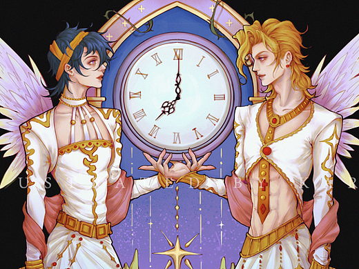 【合集】JOJO双人同人教堂彩窗风插画