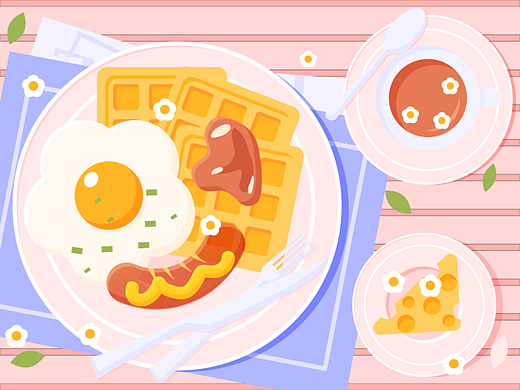 ai扁平风美食插画临摹