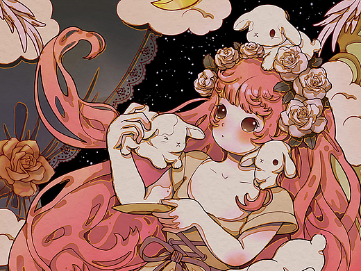 兔年插画|月亮仙子与兔兔