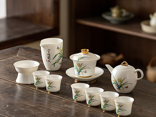 室雅兰香-兰花11头高奢茶具