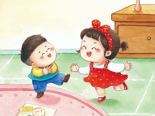 婴幼儿书稿  手绘水彩杂志配图  儿童插画