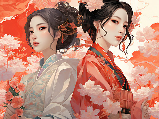 古风汉服美少女插画