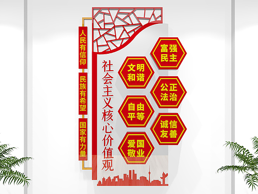 社会主义核心价值观竖版党建文化墙