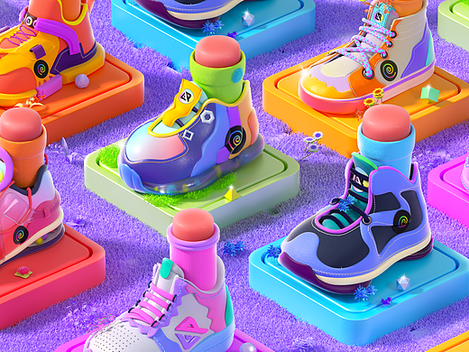 【C4D】卡通潮鞋设计