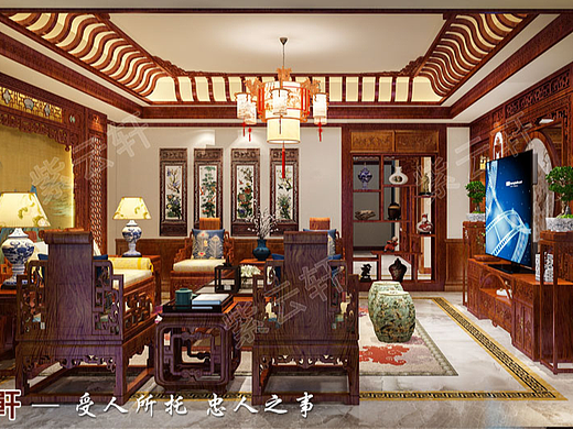 青岛别墅室内红木装修能不能刷新你的三观