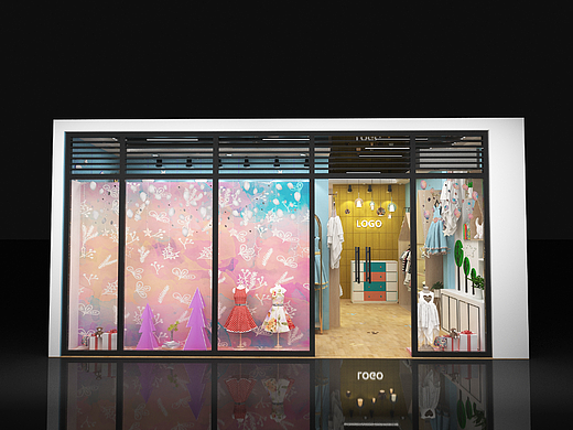 童装店铺3D效果图