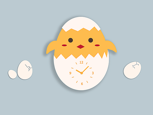 可爱鸡仔挂钟 卡通写生