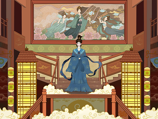 古风场景-人物插画