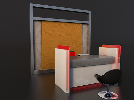 C4D-银行桌椅屏风