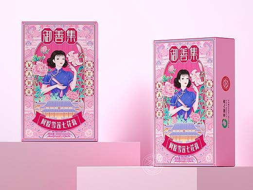保健品包装设计  国风包装设计  国风插画   盒装包装