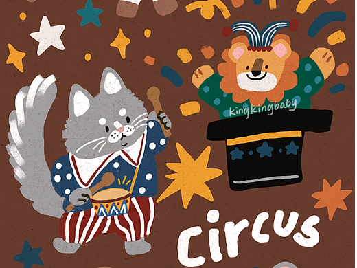 马戏团动物主题插画