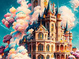 【AI绘画作品-134】天空之城