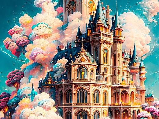 【AI绘画作品-134】天空之城