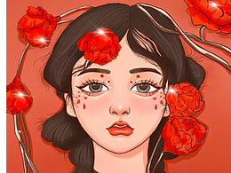 玫瑰主題-玫瑰與少女