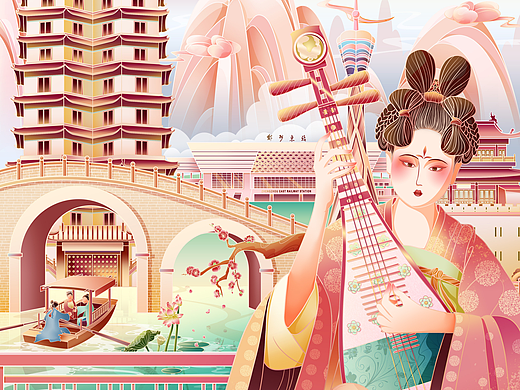 城市主题｜《“豫”见河南 多姿多彩》｜国潮插画（个人主页-ZNjgzNjQ1NzY=） - 商业插画 - 站酷设计师岁岁sui平安原创素材 - 站酷ZCOOL