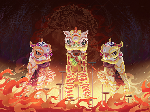 舞狮—采青