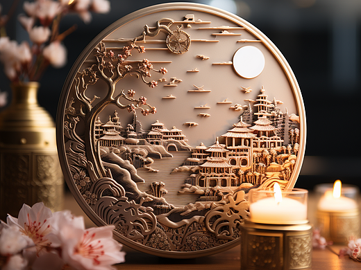 中國傳統(tǒng)木雕中秋禮盒（個人主頁-ZNjU3NzY5ODQ=） - 生活用品 - 站酷設(shè)計師蹲來AI原創(chuàng)素材 - 站酷ZCOOL