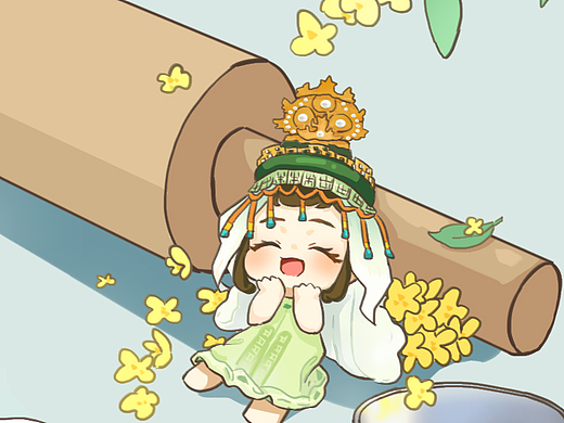 【原创IP设计】Q版—— 尼宝桂花雨落