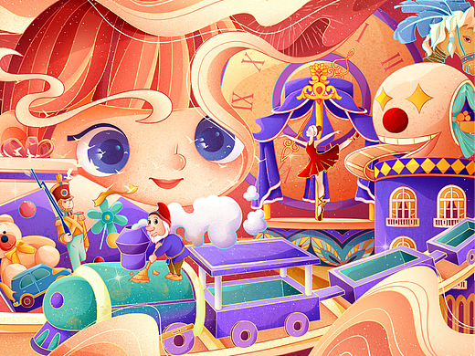 国风线性插画：乐园