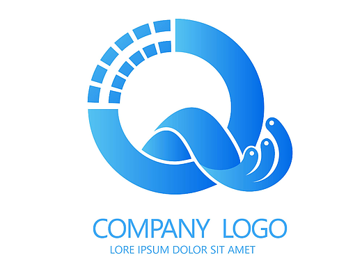 字母Q山水藍(lán)色漸變logo
