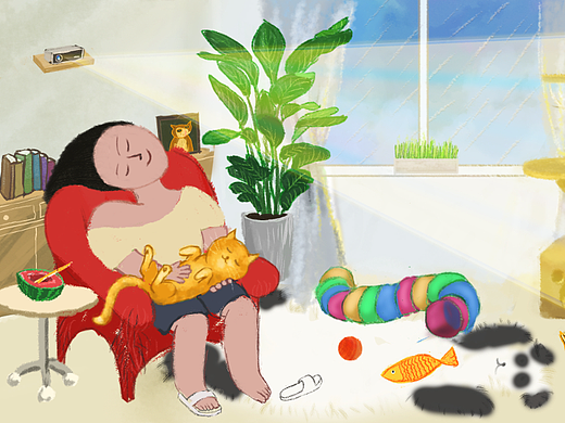 和猫猫一起躺平