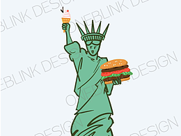 世界名跡飲食品牌推廣插畫IP形象矢量圖