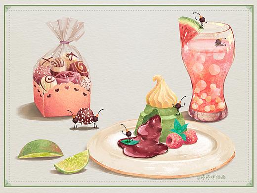 可爱的食物插画