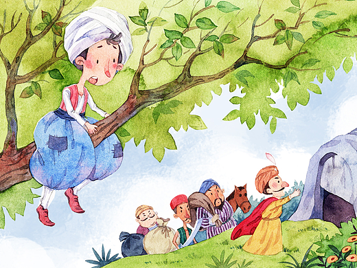 《一千零一夜》水彩插画配图