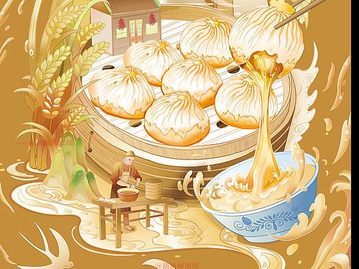原创国风插画丨商业包装插画丨河南开封特色美食灌汤包