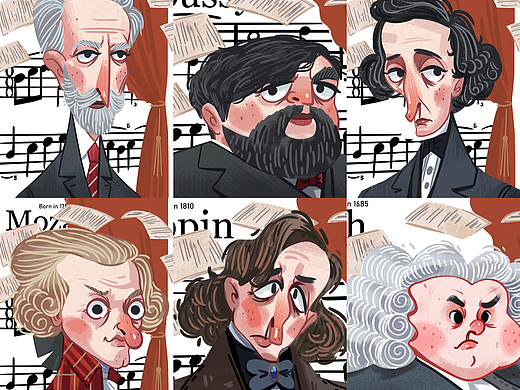 世界音乐家人物系列插画