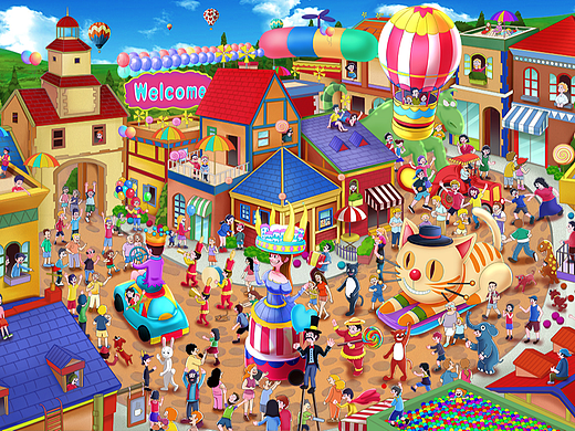 商业拼图插画-嘉年华主题
