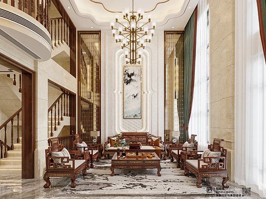 新中式别墅空间设计 具有民族性和地域性文化特点 