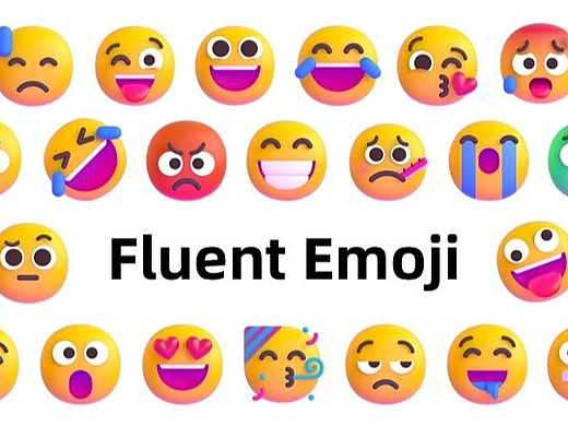 Fluent Emoji - 微软开源了windows11全新设计的emoji表情包，有3D/彩色/扁平三种风格