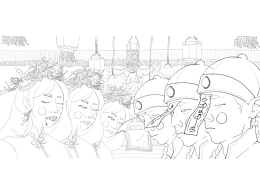冥婚系列插画线稿——《囍》