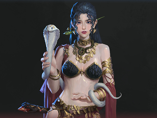 蛇女（个人主页-ZNjI3Mjg0ODQ=） - 游戏原画 - 站酷设计师Kundera原创素材 - 站酷ZCOOL