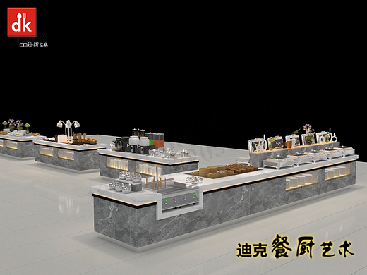 酒店饭堂设备工程改造 大理石自助餐台效果图 食堂餐台