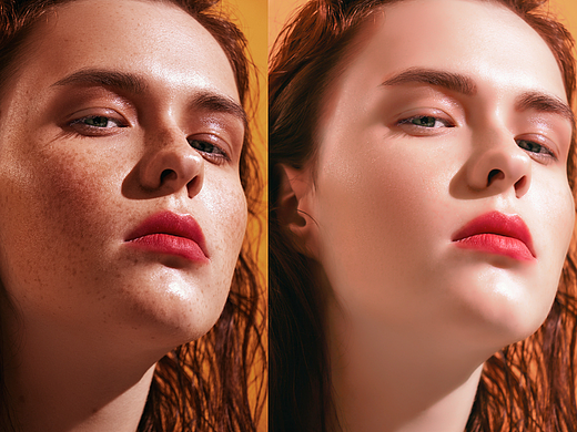 人像精修对比图