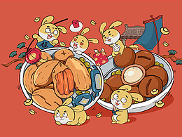 兔年新年年貨和一群可愛(ài)小兔子