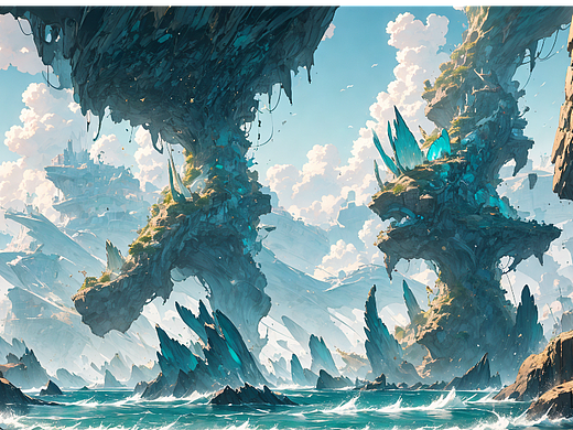 AI绘画-海洋城镇